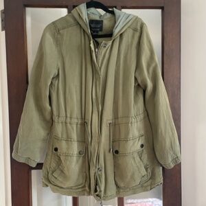 Sanctuary Olive Green Hooded Jacket, Size XL